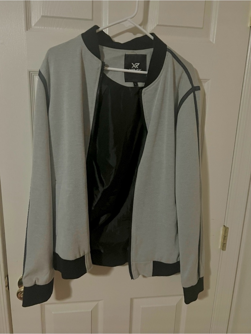 XRAY Light Gray Bomber Jacket with Black Trim